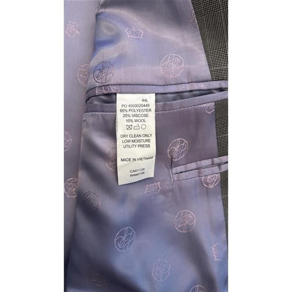 Sean John Mens Gray Glen Plaid Two Button Blazer Sport Coat 44L Wool Blend - Picture 12 of 12